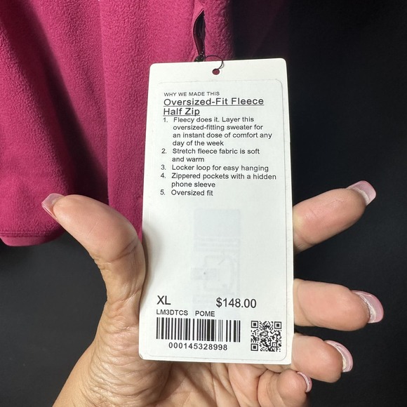 NWT Lululemon Men's Oversized-Fit Fleece Half Zip Sweatshirt Pomegranate Size XL - Picture 8 of 11